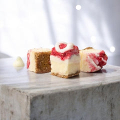 White Chocolate Raspberry Crunchy Cheesecake Bites